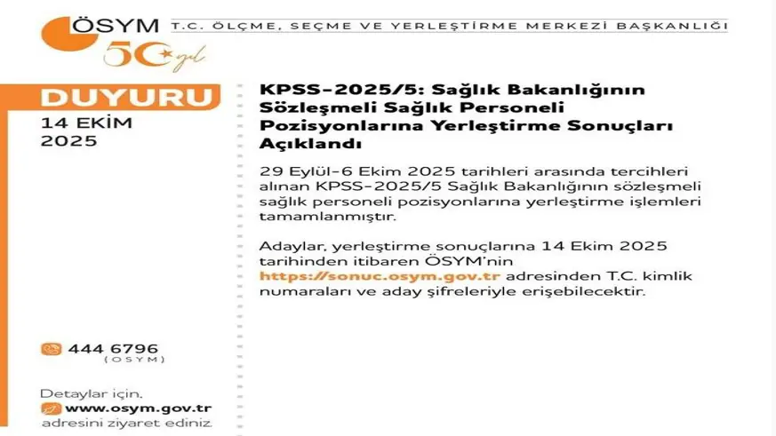 Sözleşmeli sağlık personeli yerleştirme sonuçları açıklandı