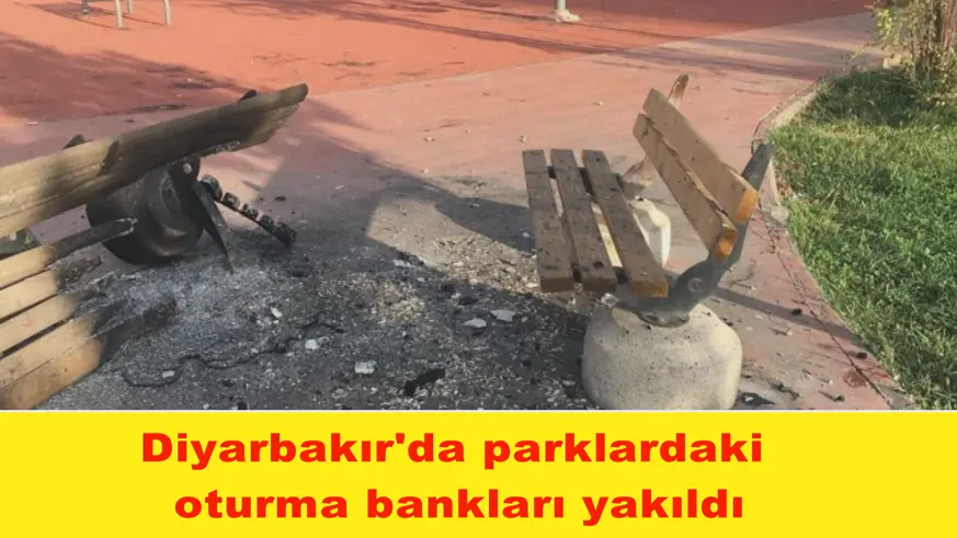 Diyarbakır'da parklardaki  oturma bankları yakıldı
