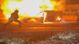 Hafif ticari araç alev topuna döndü