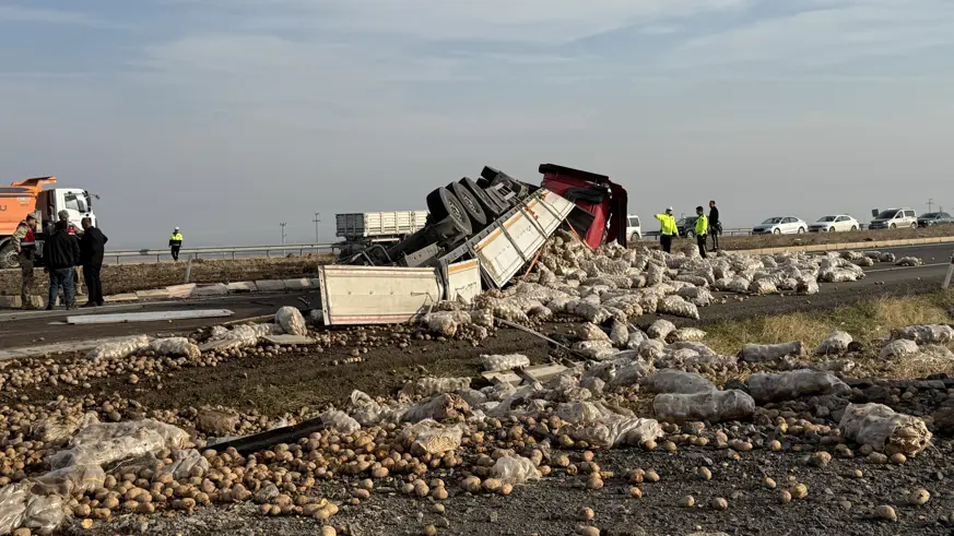Diyarbakır-Şanlıurfa kara yolunda tır devrildi