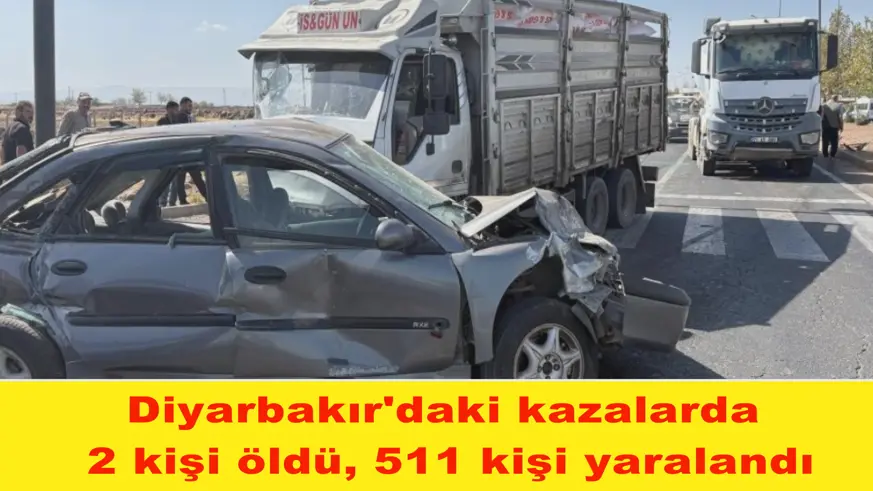Diyarbakır'daki kazalarda  2 kişi öldü, 511 kişi yaralandı