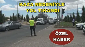 Kaza nedeniyle yol tıkandı