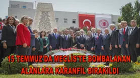 15 Temmuz'da Meclis'te bombalanan alanlara karanfil bırakıldı