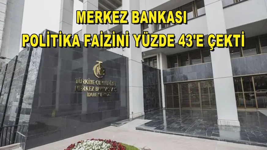 Merkez Bankası politika faizini yüzde 43'e çekti