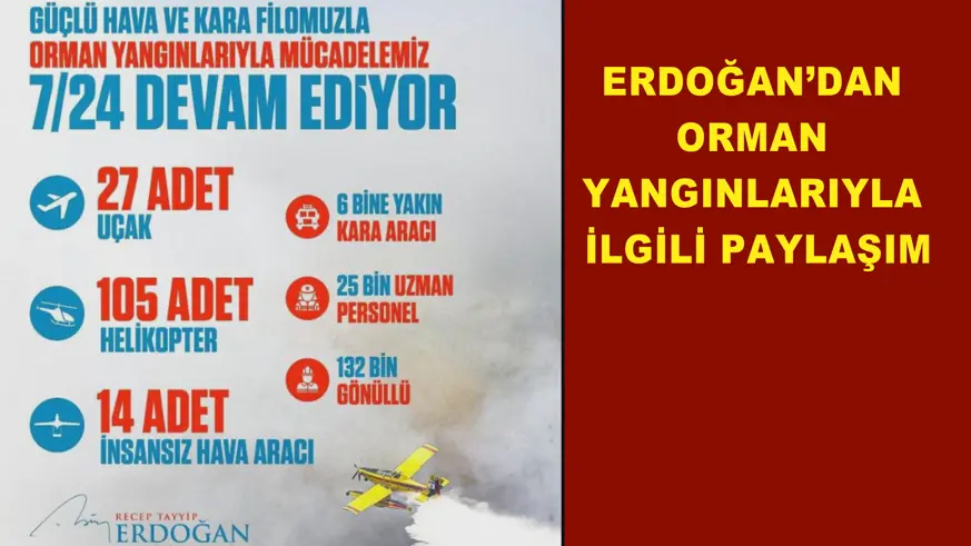 Erdoğan’dan orman yangınlarıyla ilgili paylaşım