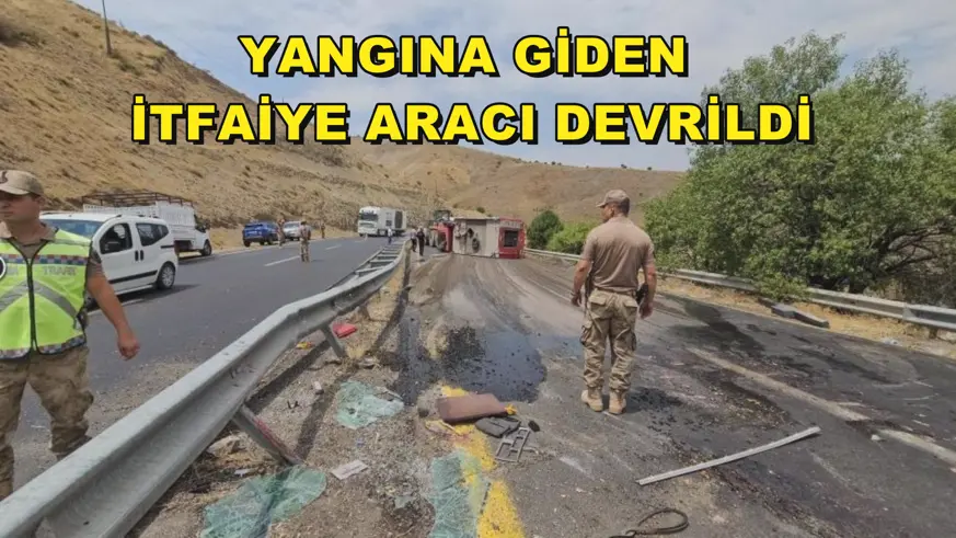 Yangına giden itfaiye aracı devrildi
