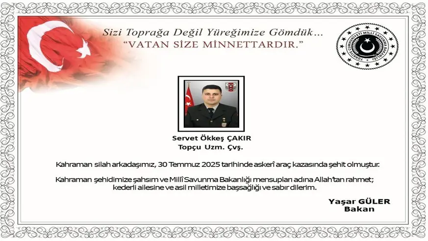 Araç kazasında 1 asker şehit oldu