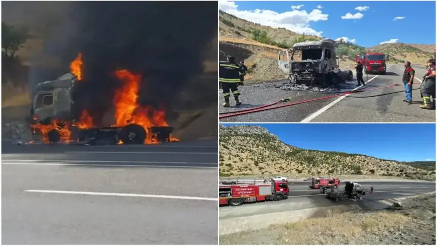 Bingöl-Diyarbakır karayolunda korkutan yangın