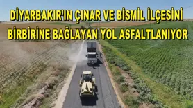 Diyarbakır’ın Çınar ve Bismil ilçesini birbirine bağlayan yol asfaltlanıyor