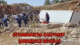 Diyarbakır'da kamyonet şarampole devrildi
