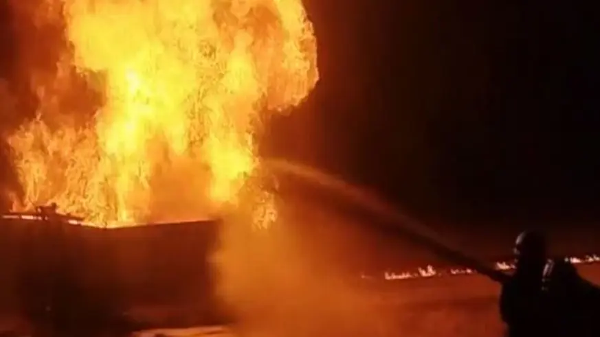 Diyarbakır'daki petrol sondaj kuyusunda çıkan yangın
