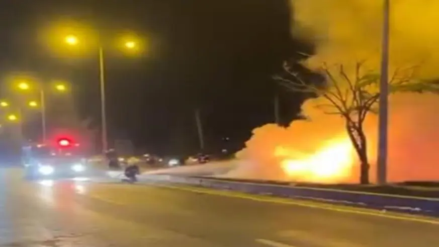 Alevlere teslim olan otomobilin sürücüsü yaralandı