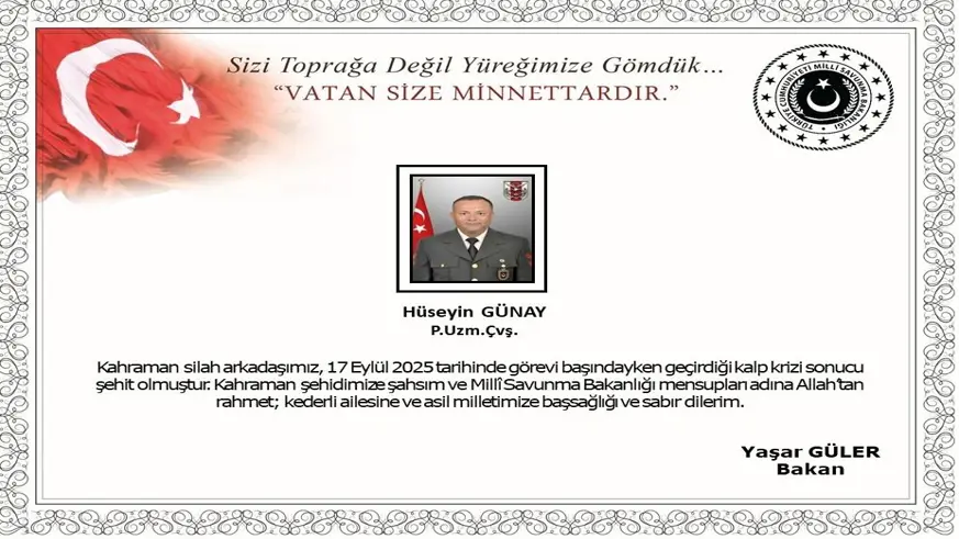 Kalp krizi geçiren Uzman Çavuş şehit oldu