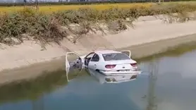 Otomobil sulama kanalına devrildi