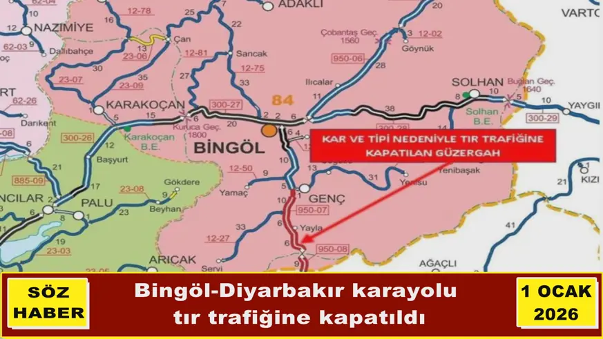 Bingöl-Diyarbakır karayolu  tır trafiğine kapatıldı