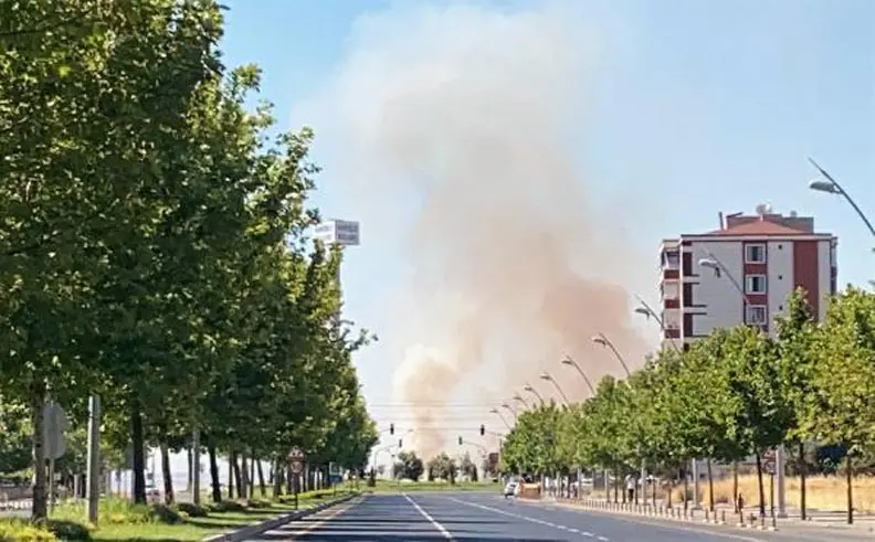 Diyarbakır'da havalimanı yakınında anız yangını