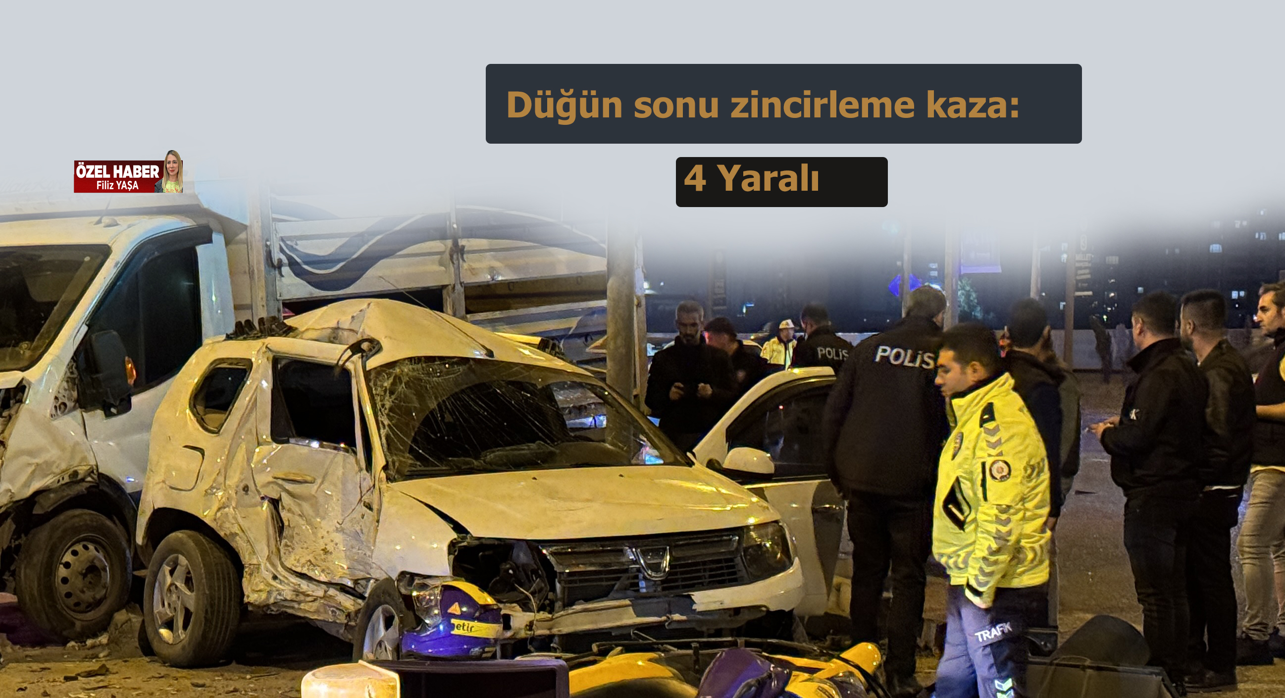 Düğün sonu zincirleme kaza: 4 yaralı 