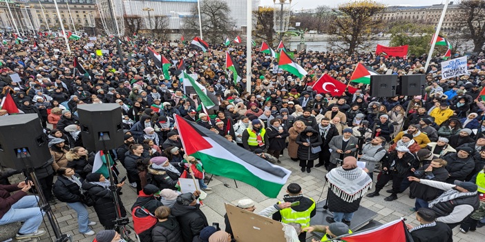 İsveç'te Filistin'e destek gösterisi düzenlendi