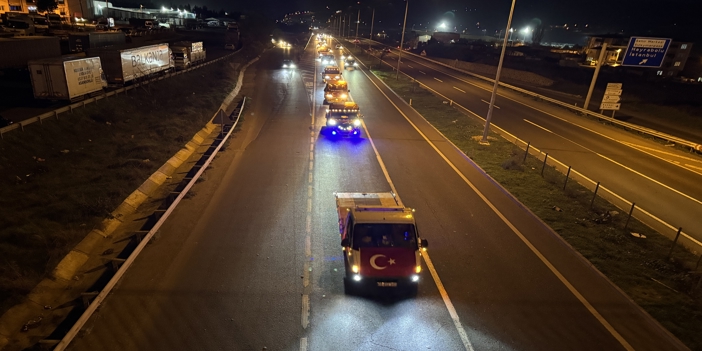 Tekirdağ'da çekicilerle terör saldırıları protesto edildi