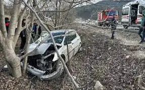 Samsun'da ağaca çarpan otomobildeki 2 kişi yaralandı