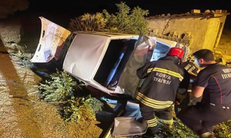 Konya’da yoldan çıkan otomobil bahçe duvarına çarptı: 1 yaralı