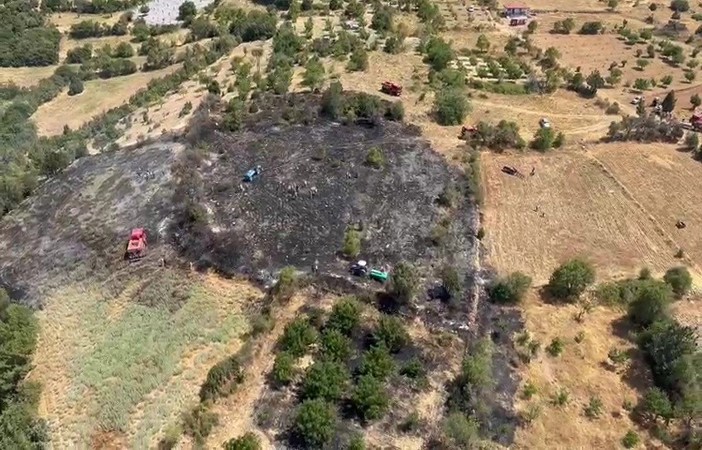 Örtü yangını ormana sıçramadan söndürüldü