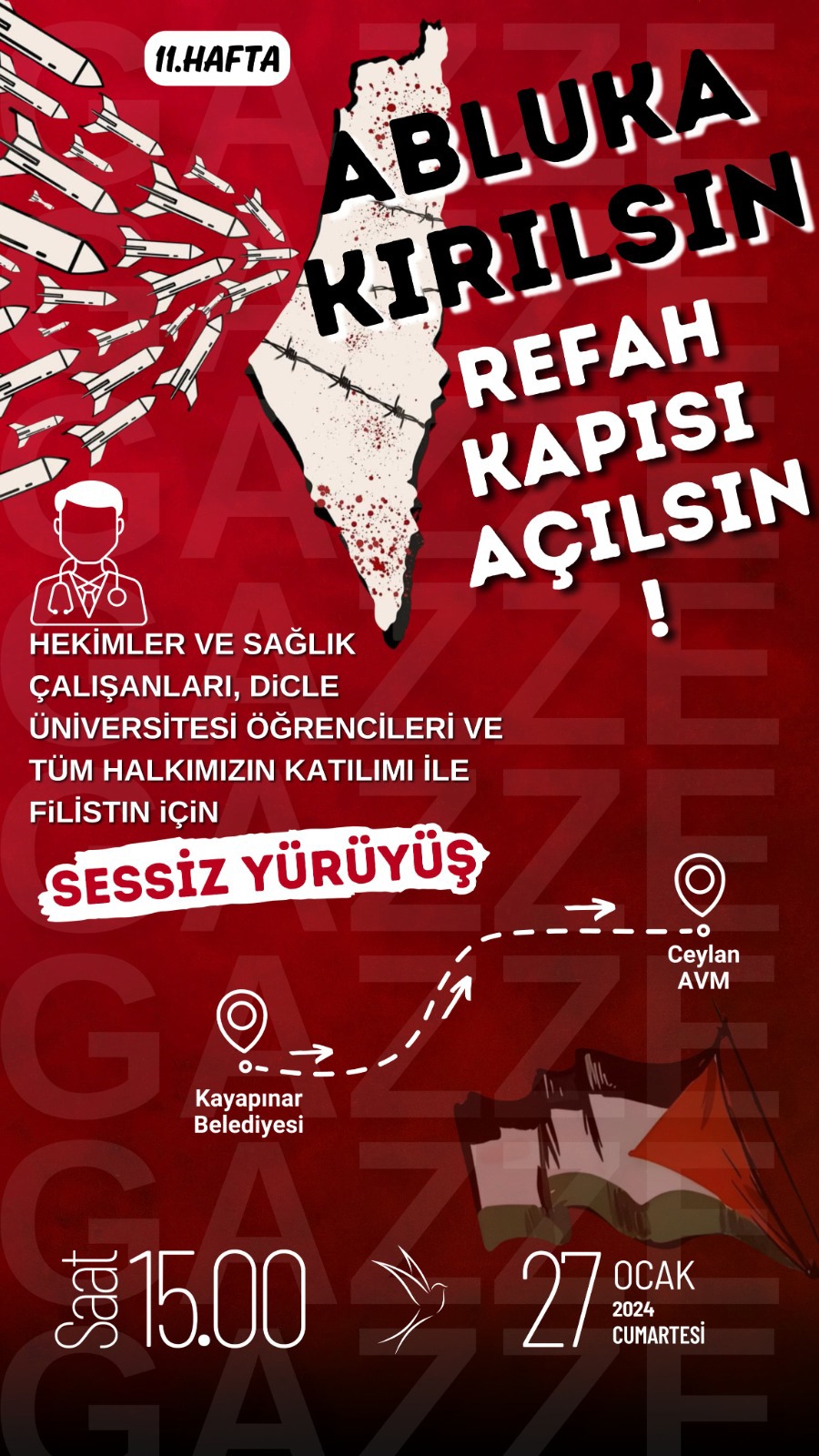 Diyarbakır Gazze için yürüyecek