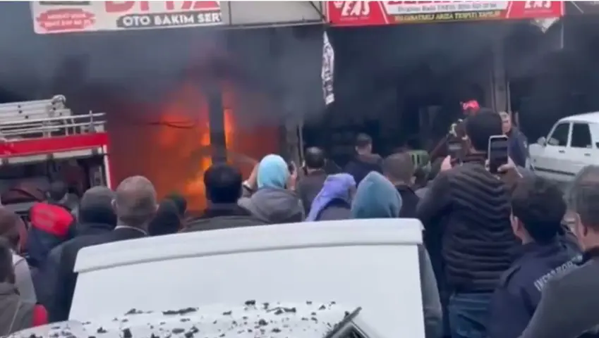 İş yerinde çıkan yangında tüp tankeri patladı