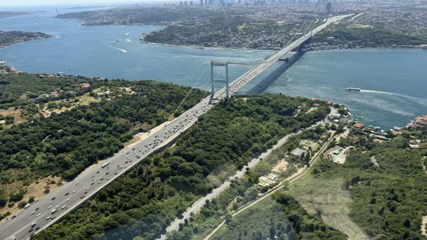 İstanbul'da tatil dönüşü yollardaki trafik havadan denetlendi