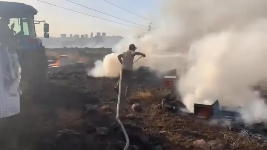 Yangında arı kovanları arılarla birlikte yandı