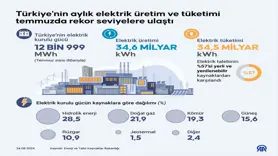 Aylık elektrik üretim ve tüketimi temmuzda rekor kırdı