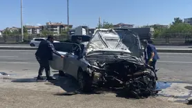 Devrilen otomobilin sürücüsü yaralandı