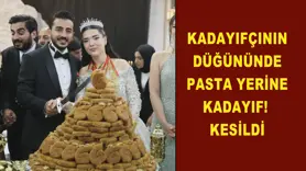KADAYIFÇININ DÜĞÜNÜNDE PASTA YERİNE KADAYIF!  KESİLDİ
