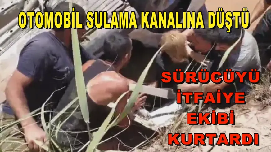 Otomobil sulama kanalına düştü