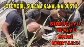 Otomobil sulama kanalına düştü